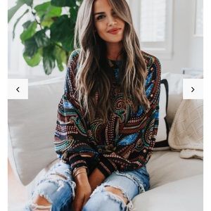 Vici Black Multi Colored Blouse